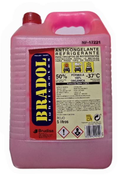 Bradol Anticongelante 50% 5L Vermelho.